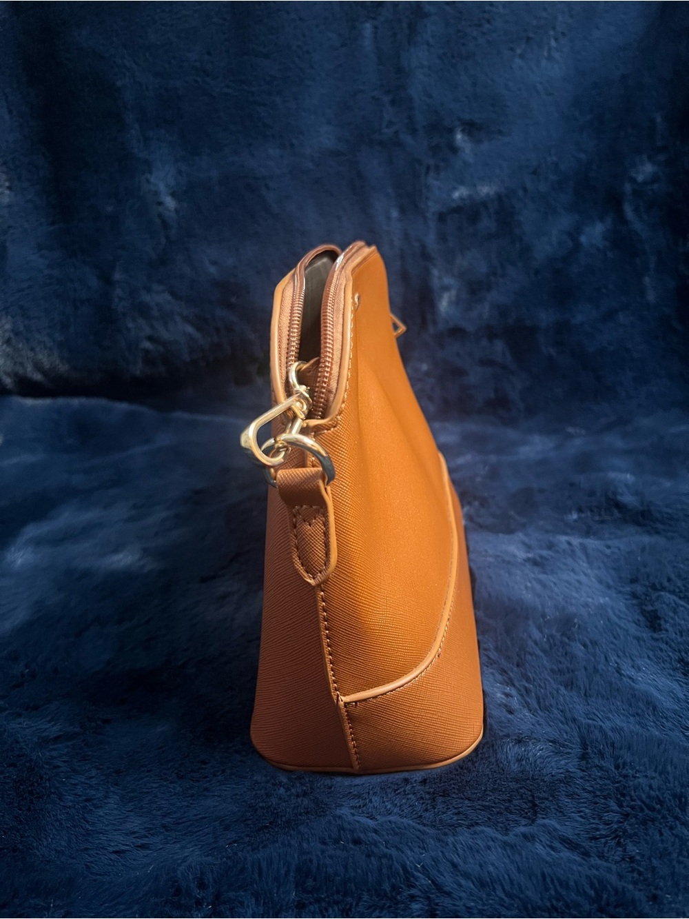 Women's Tan Crossbody Purse with Gold Accents - Picture 2 of 3
